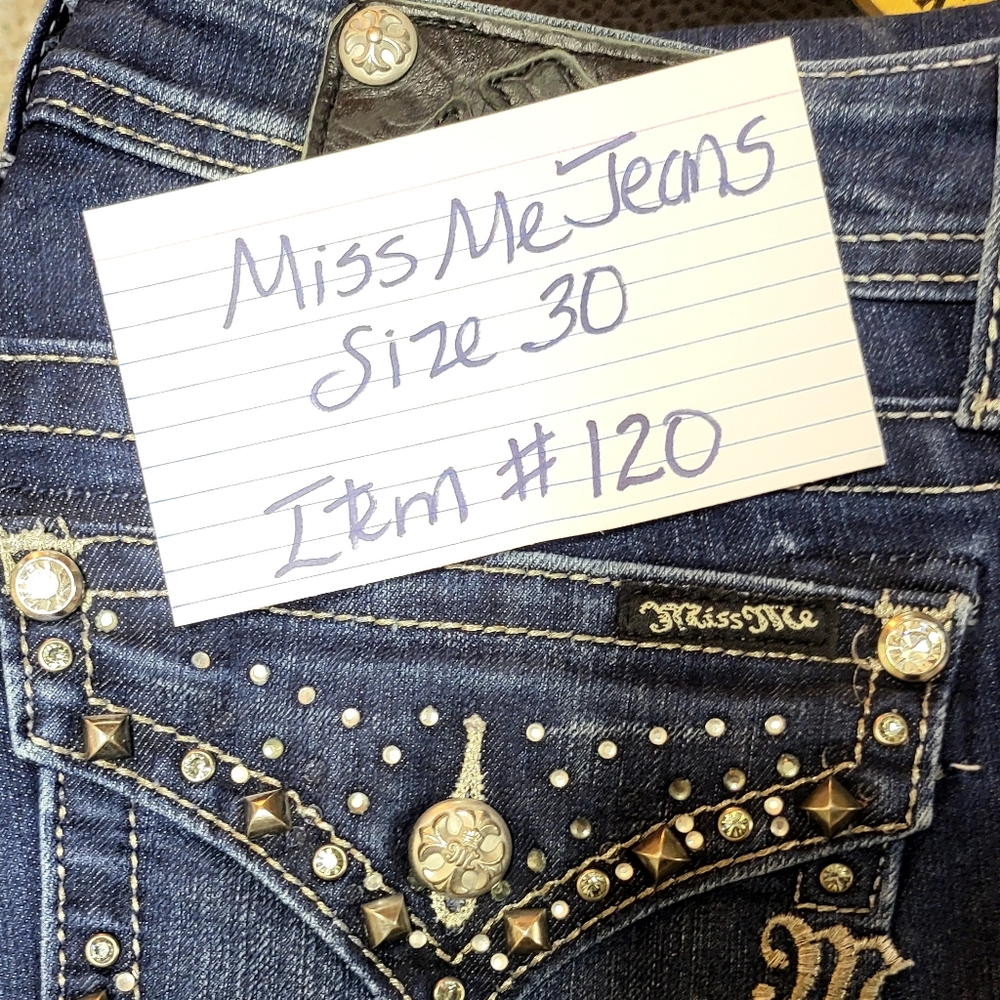 New Miss Me Bootcut denim Jeans Bling Pockets Size 30 NWOT - Picture 17 of 17